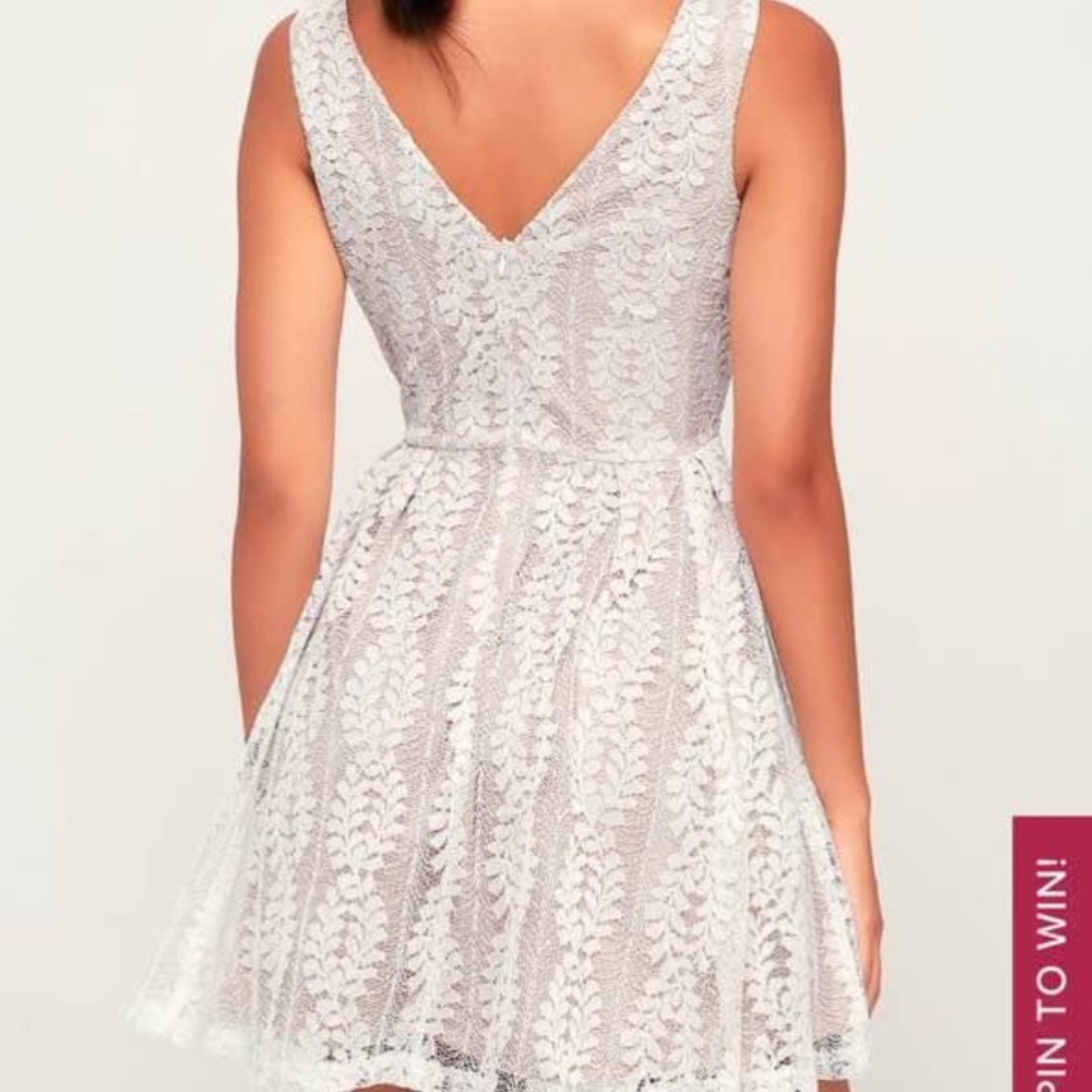 Lulus Short Formal White Lace Dress - Picture 3 of 4